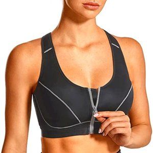 SYROKAN Women's High Impact Front Closure Racerback Full Support Wirefree Sports